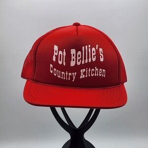 Pot Bellies Country Kitchen Red‎ Mesh Trucker Hat Snapback YoungAn Hat